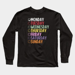 Days of the Week Checklist - Monday - Rainbow Colours Long Sleeve T-Shirt